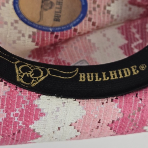 Bullhide Teenage Dream Girls Cowboy Hat Pink Straw Stripes Made In Mexico - Picture 8 of 9